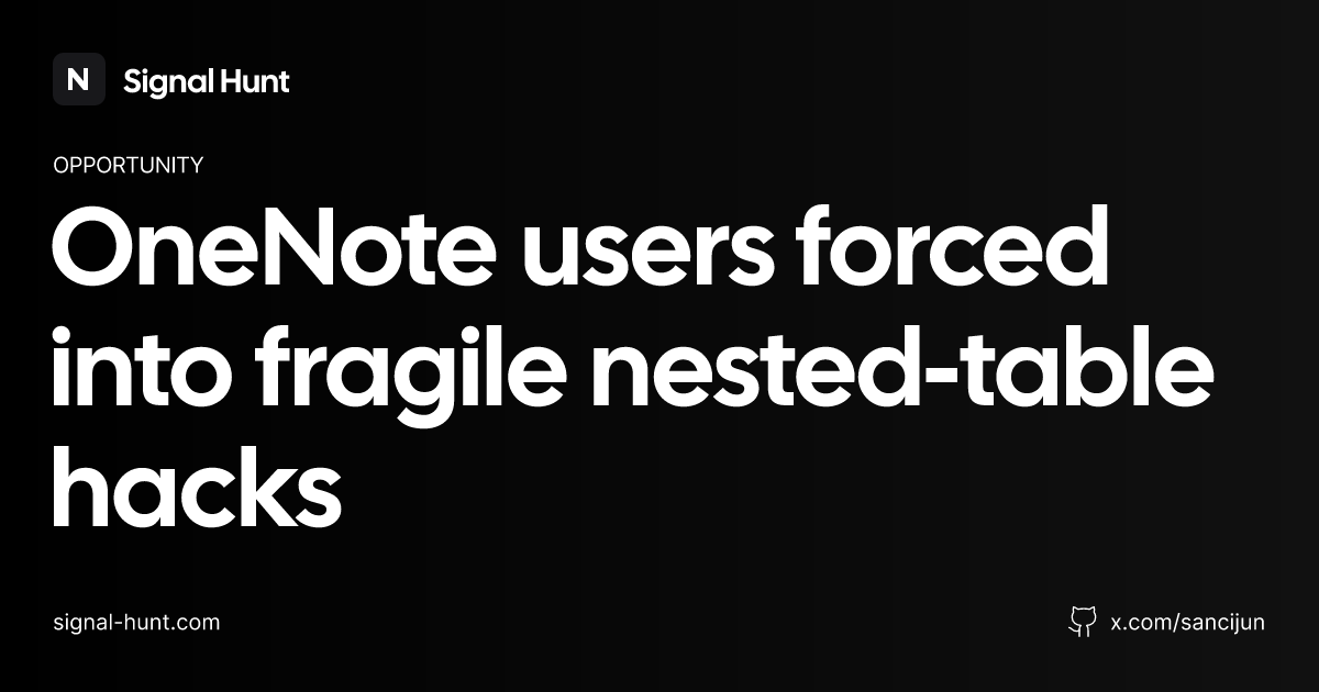 OneNote users forced into fragile nested-table hacks | Signal Hunt